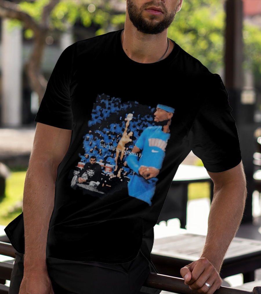 Shai Gilgeous Alexander Take Things Personally Blue Outfit And Black T-Shirt