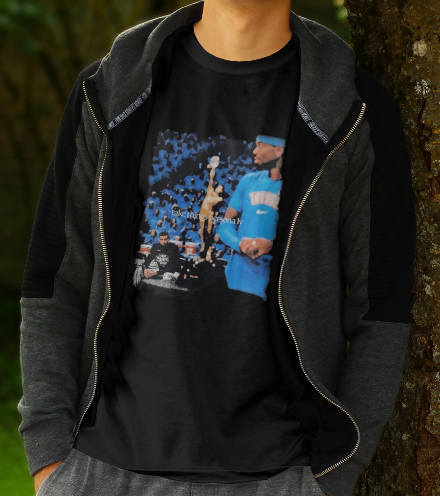 Shai Gilgeous Alexander Take Things Personally Blue Outfit And Black T-Shirt