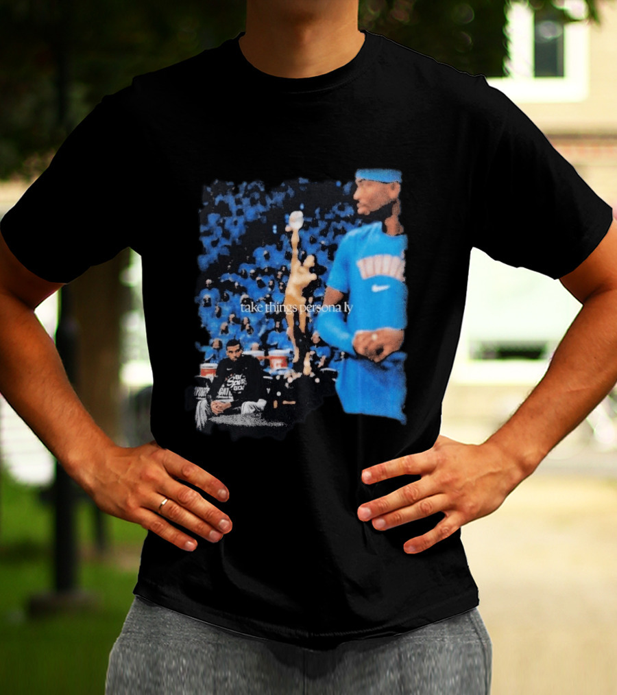 Shai Gilgeous Alexander Take Things Personally Blue Outfit And Black T-Shirt