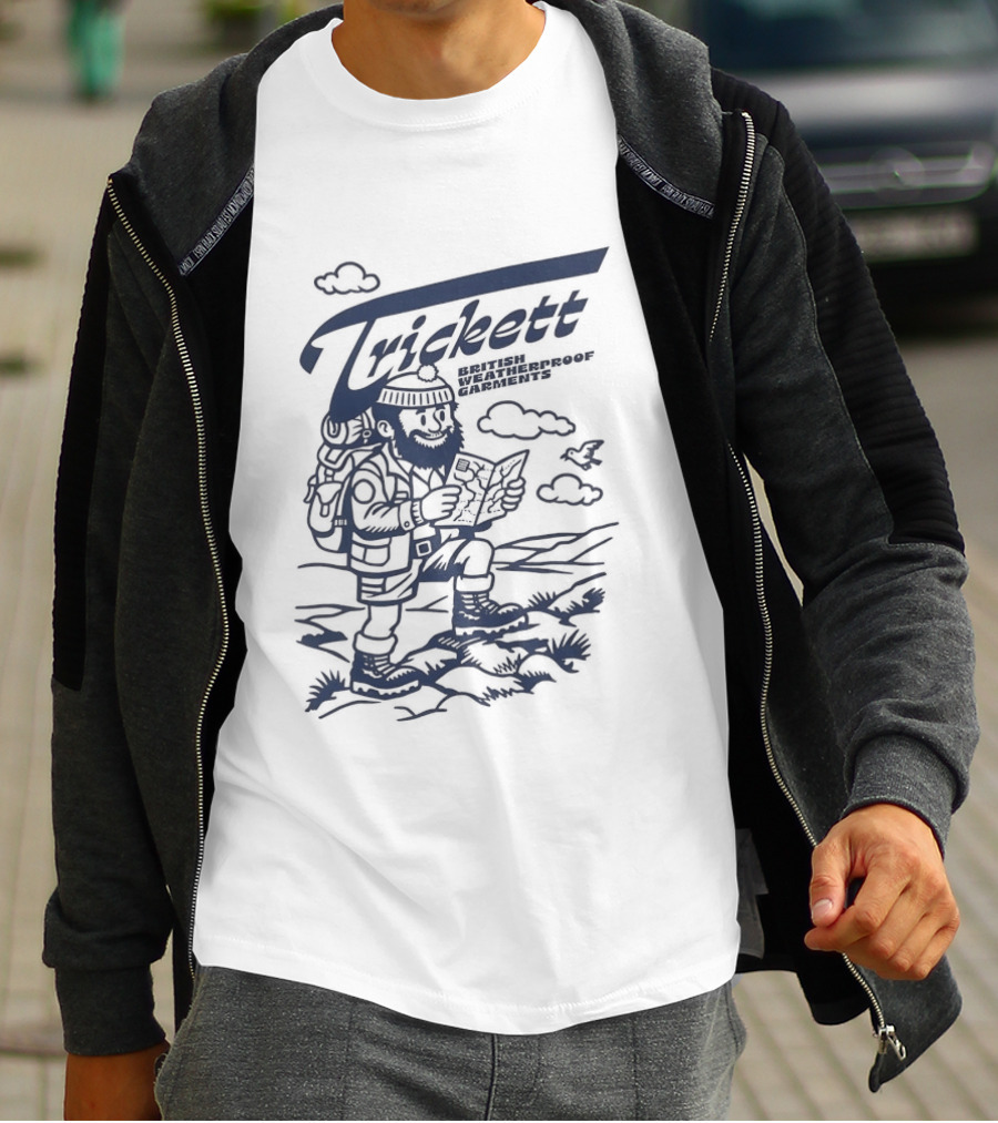 Trickett Hiker In British Landscape With Weatherproof Gear T-Shirt