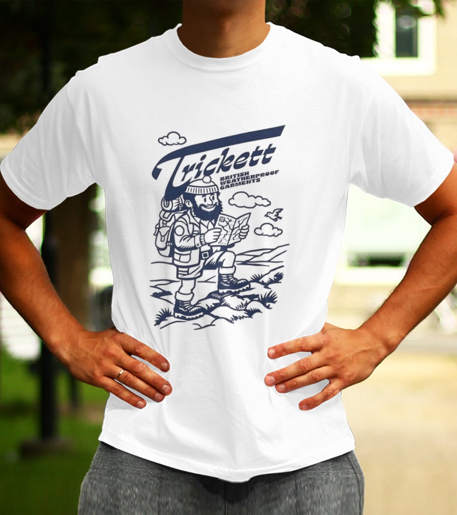 Trickett Hiker In British Landscape With Weatherproof Gear T-Shirt