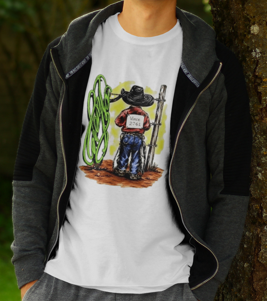 Vince 2 7 6 1 Cowboy Western Rodeo Fence T-Shirt