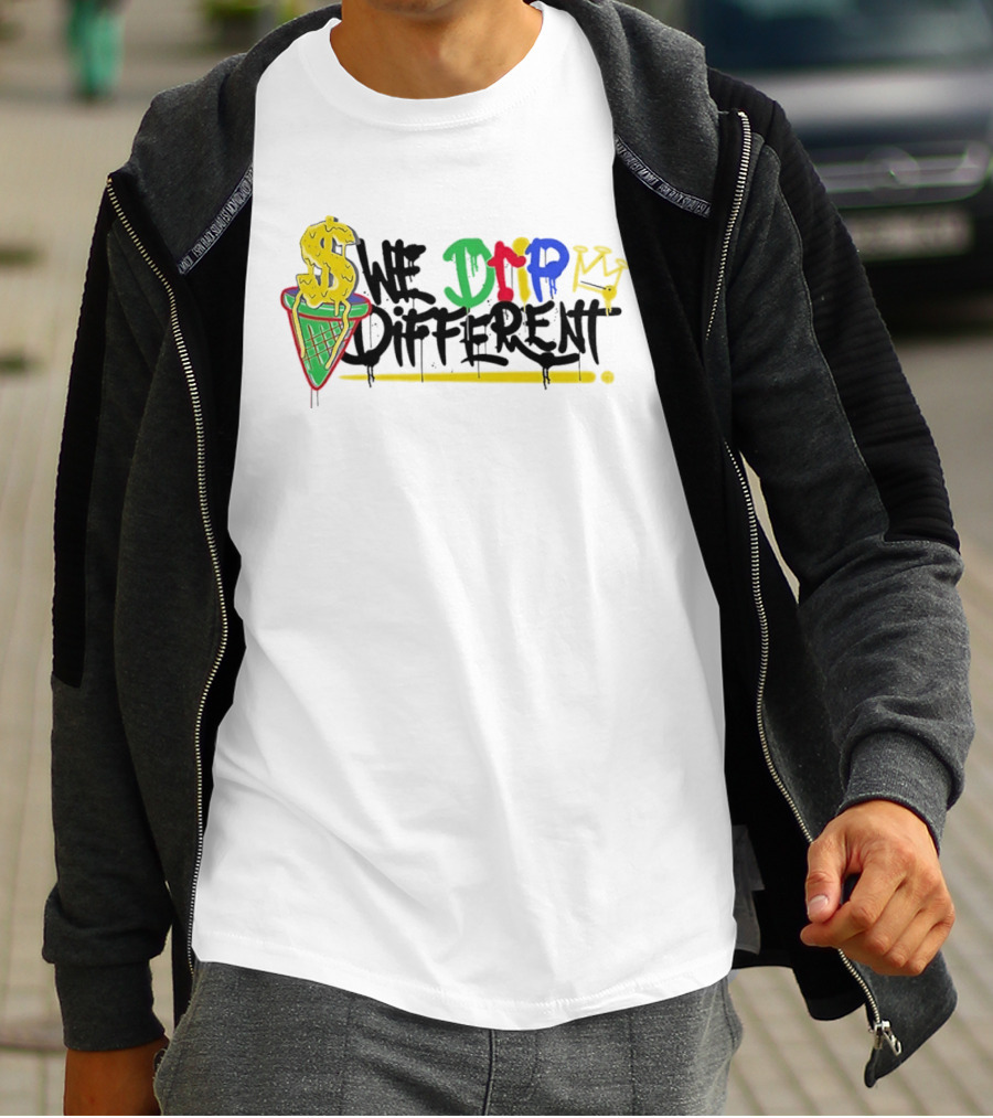 We Drip Different Ice Cream Cone Graffiti Art With Dollar Symbol And Crown T-Shirt
