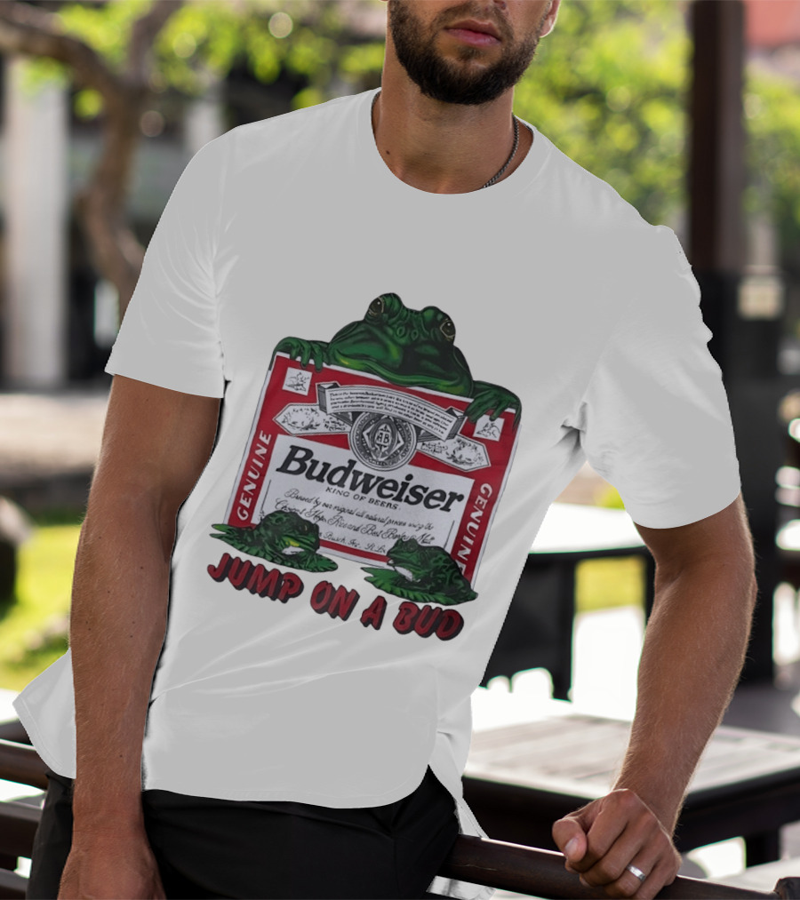Budweiser Genuine King Of Beers Frogs Jump On A Bud T-Shirt