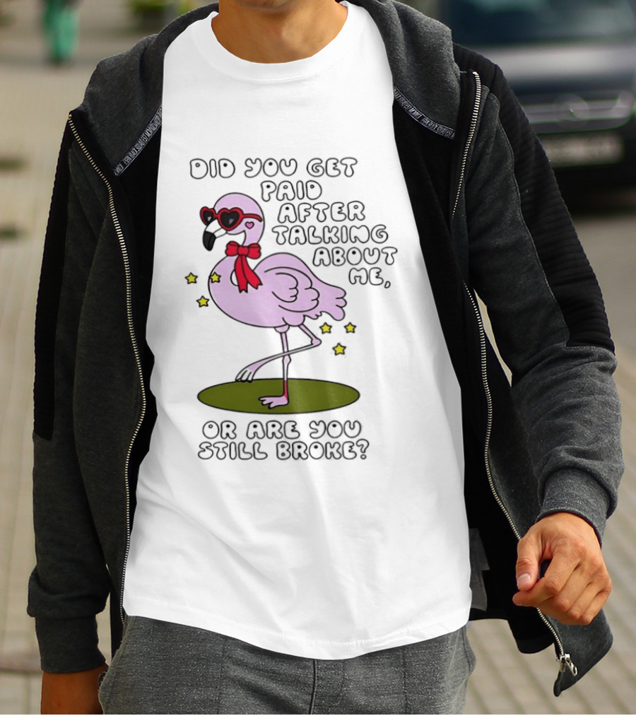 Did You Get Paid After Talking About Me Flamingo Are You Still Broke T-Shirt