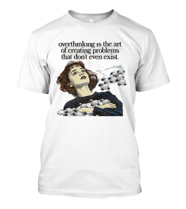Overthinking Is The Art Of Creating Problems That Don't Even Exist Vintage Style Girl With Sheep T-Shirt