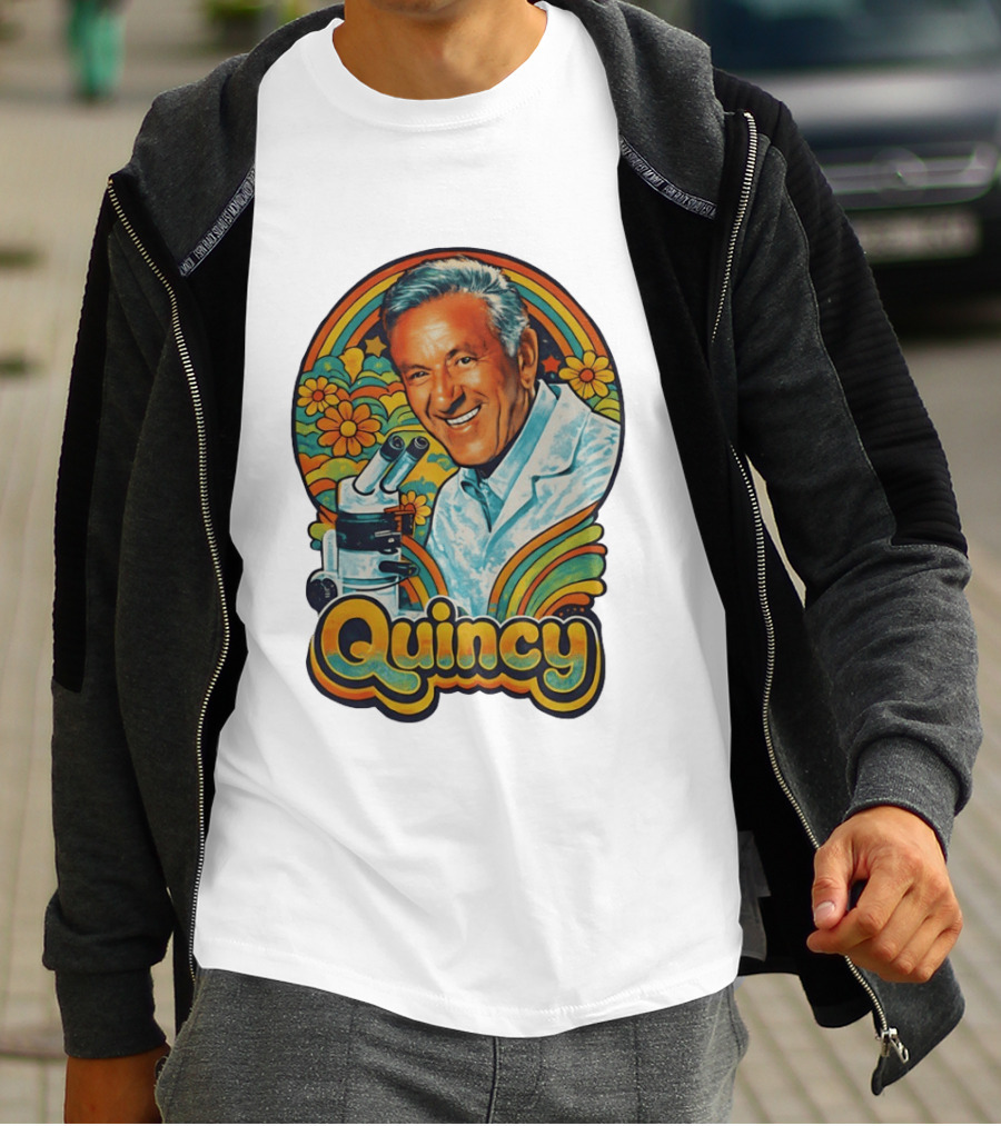Quincy Scientist Jack Klugman Vintage Retro Flowers And Microscopes T-Shirt