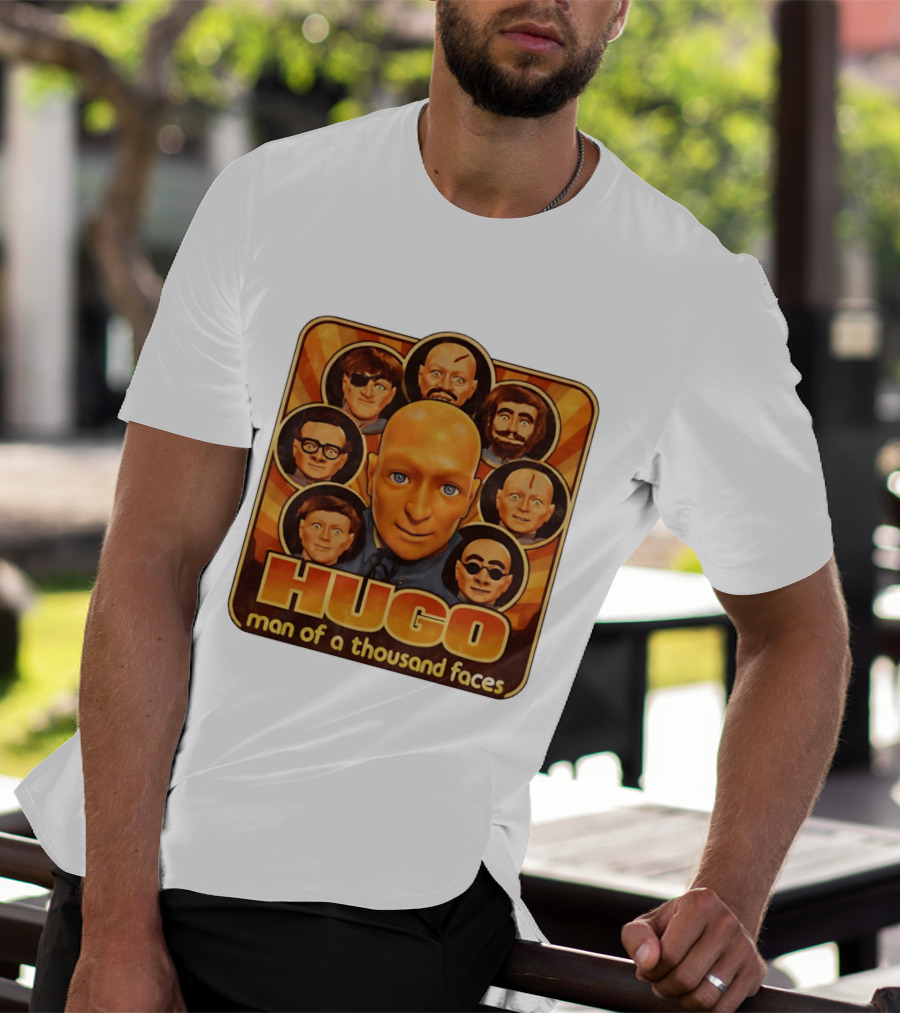 Hugo Man Of A Thousand Faces Ventriloquist Dummy Mask Collection T-Shirt