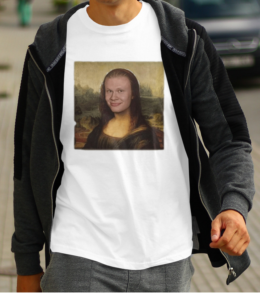 Mona Lisa Erling Haaland Meme Face Fusion T-Shirt