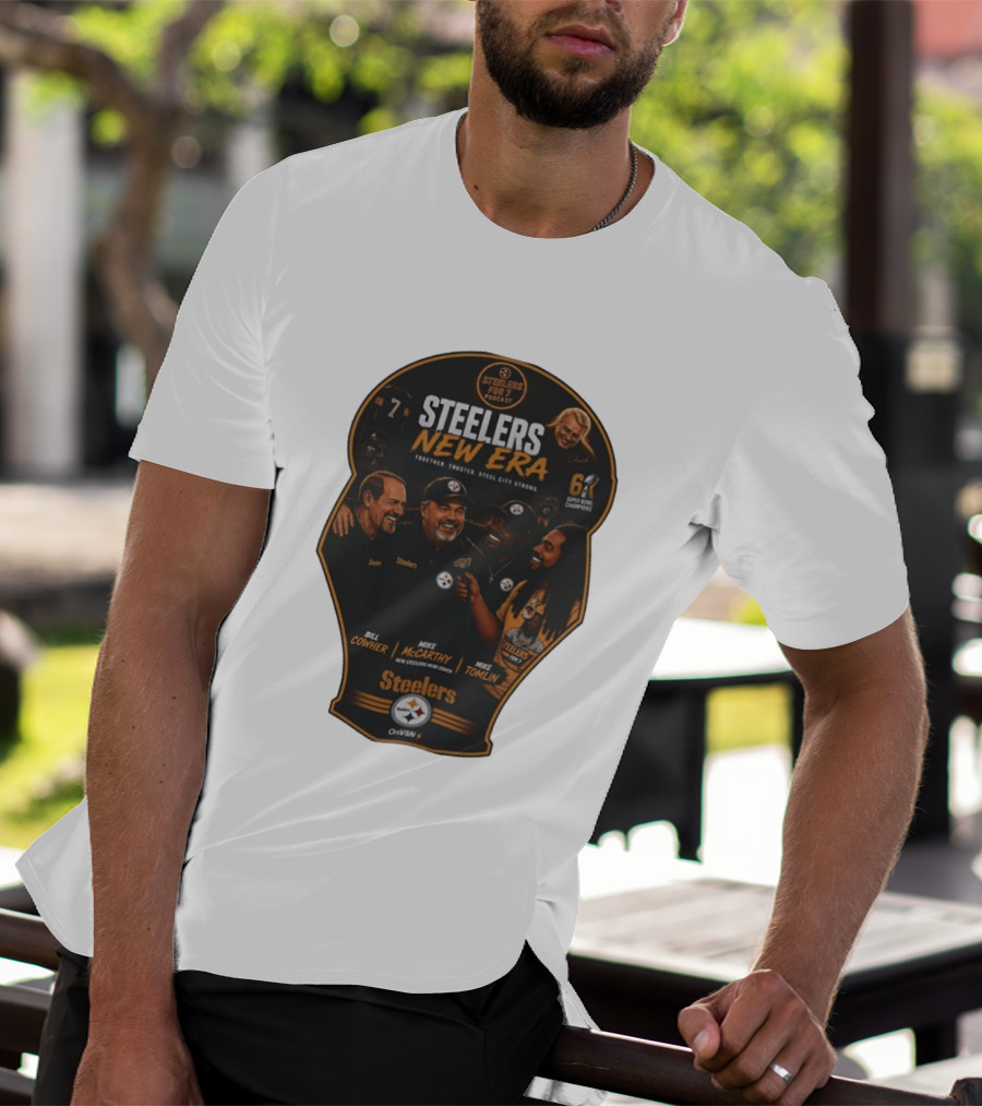 Steelers New Era Podcast Bill Cowher Mike McCarthy Mike Tomlin Together Trusted Steel City Strong Super Bowl Champions T-Shirt