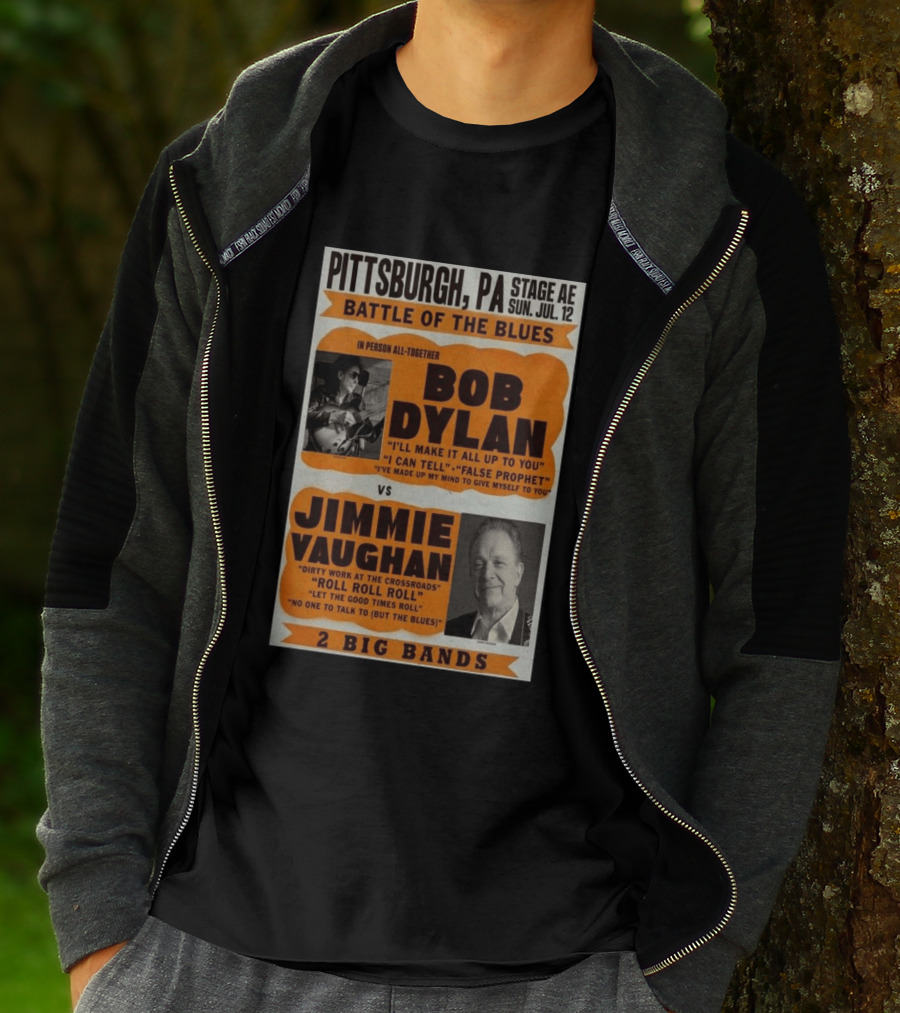 Bob Dylan Jimmie Vaughan Pittsburgh PA Stage AE Battle Of The Blues July 12 T-Shirt
