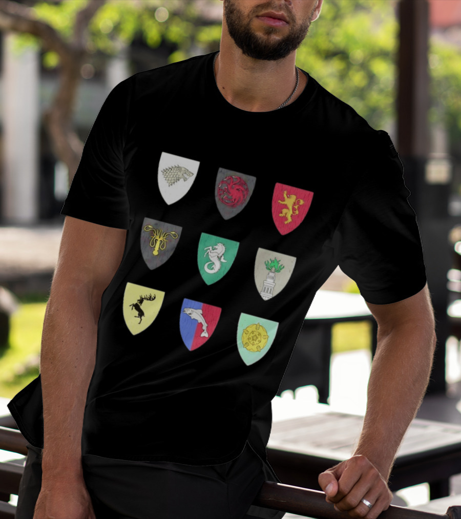 Game Of Thrones Westeros House Sigils Stark Targaryen Lannister Greyjoy Tully Baratheon بأأ** T-Shirt