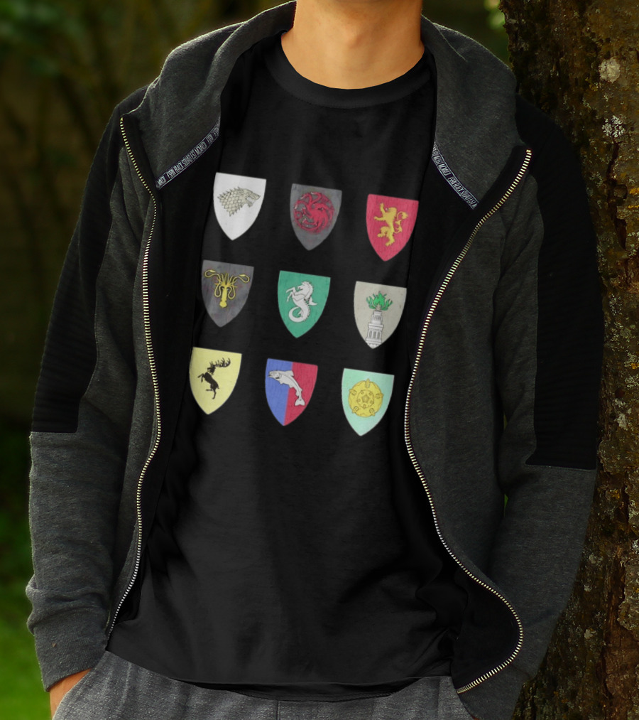 Game Of Thrones Westeros House Sigils Stark Targaryen Lannister Greyjoy Tully Baratheon بأأ** T-Shirt