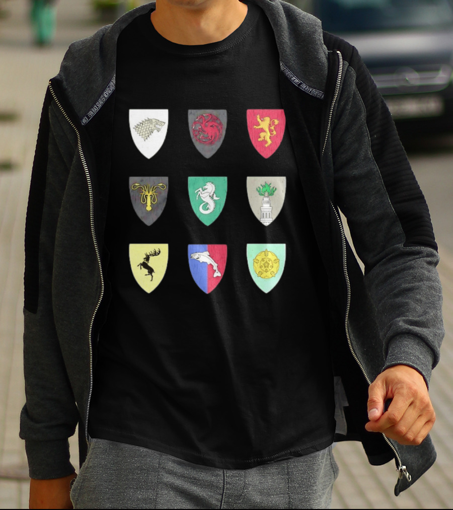 Game Of Thrones Westeros House Sigils Stark Targaryen Lannister Greyjoy Tully Baratheon بأأ** T-Shirt