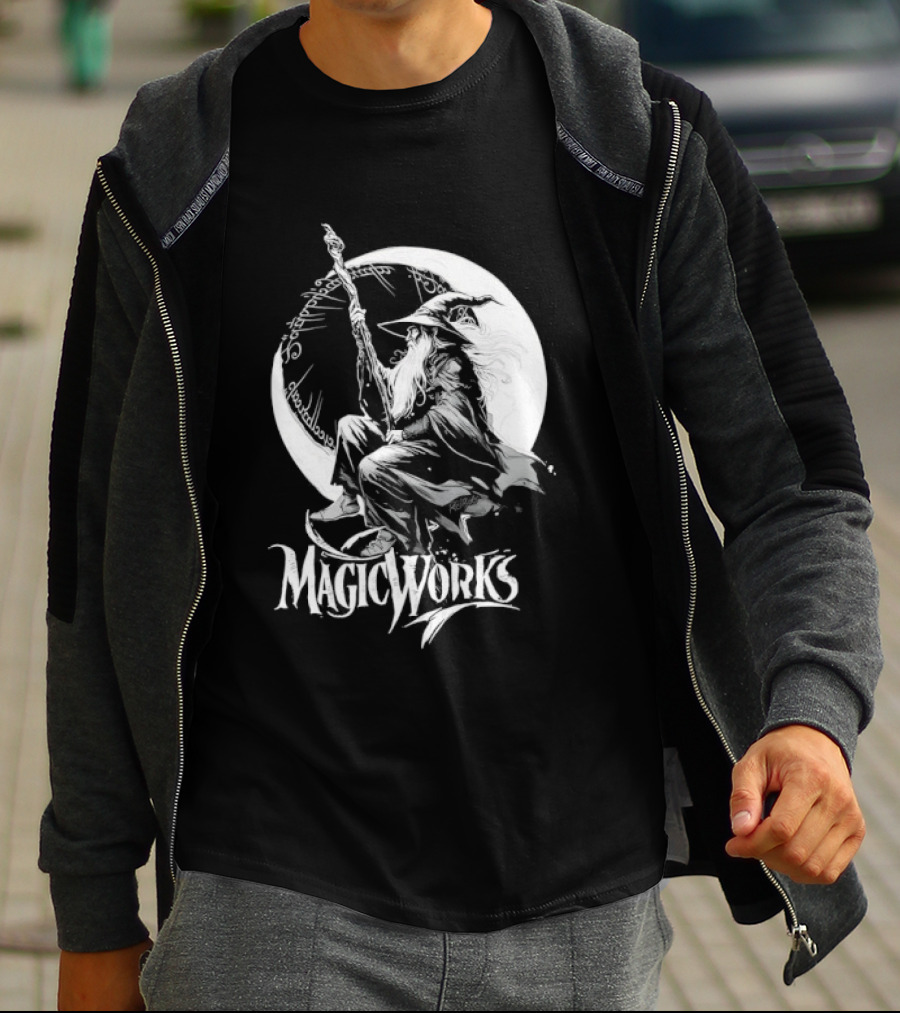 Gandalf Magic Works Lord Of The Rings Wizard Silhouette Moon T-Shirt