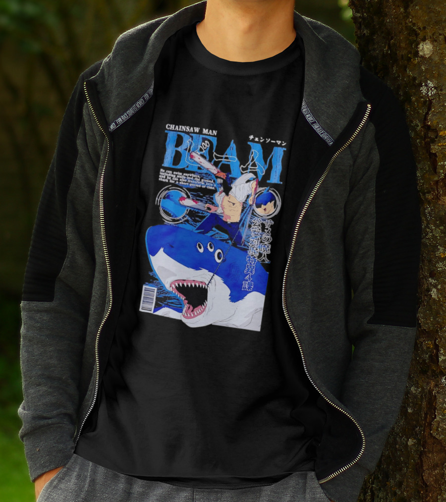 Chainsaw Man Beam Shark Transformation Japanese Manga Cover T-Shirt