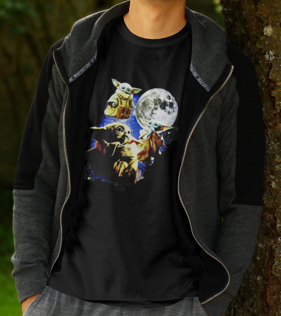 Grogu Star Wars The Mandalorian Baby Yoda Three Wolves Moon T-Shirt