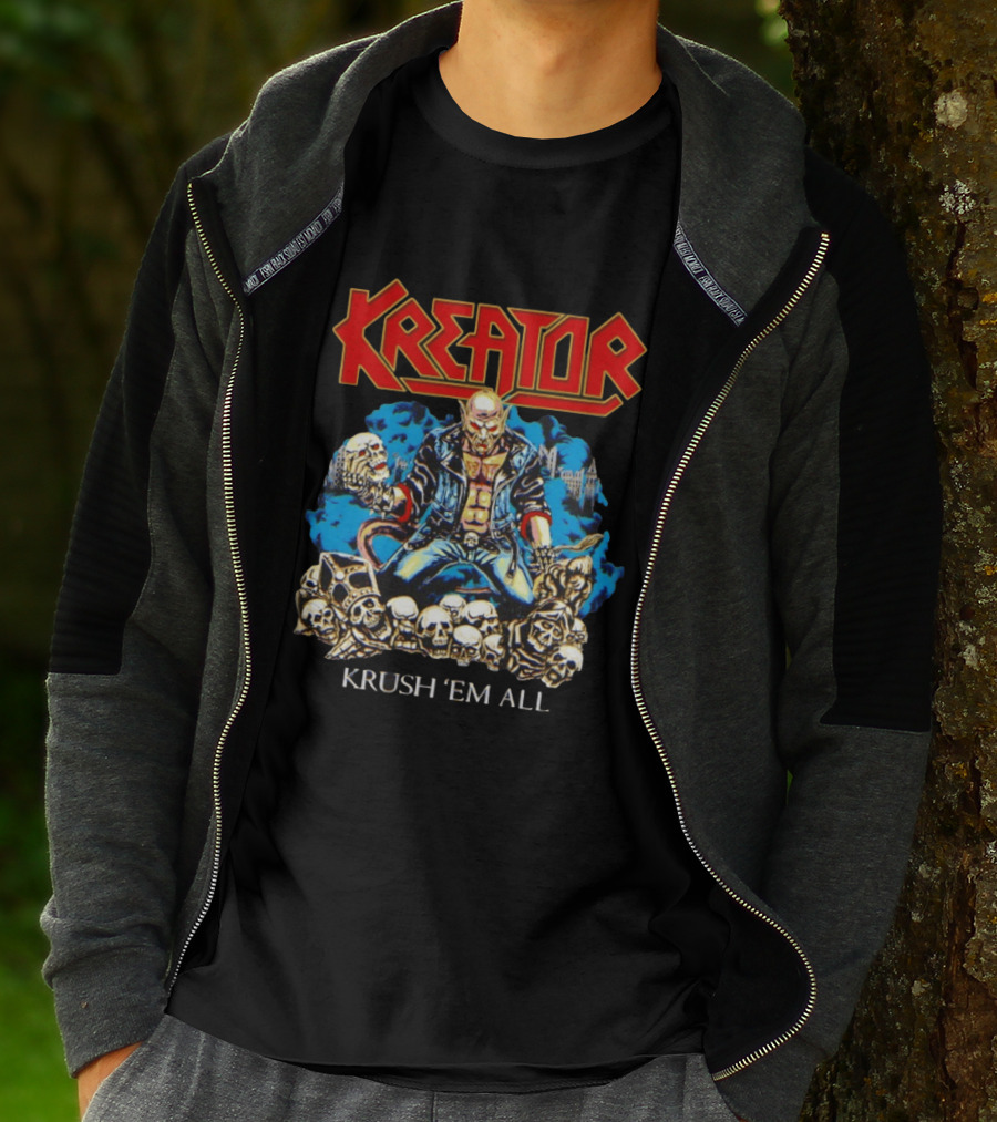 Kreator Krush 'Em All Thrash Metal Skulls And Warrior T-Shirt