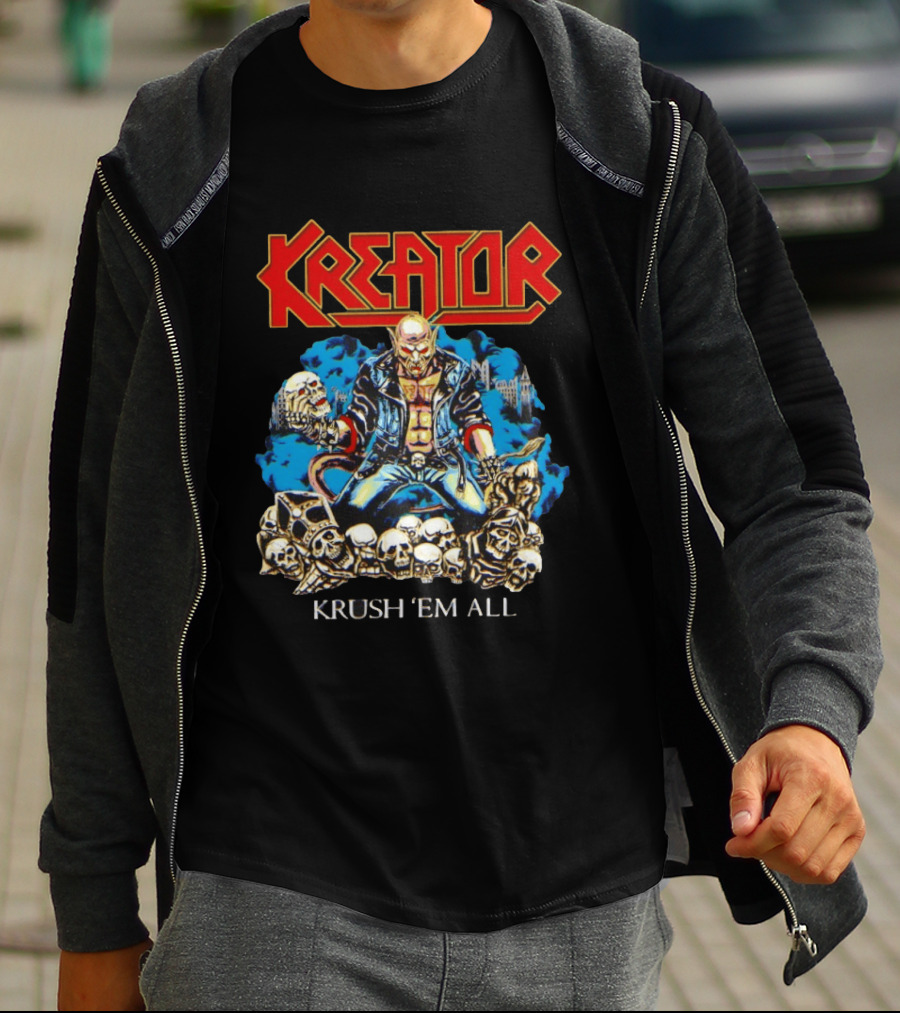 Kreator Krush 'Em All Thrash Metal Skulls And Warrior T-Shirt