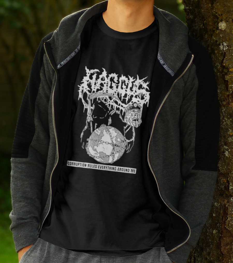 Harcus Grim Reaper Holding Chained Earth Corruption Rules Everything Around Me T-Shirt