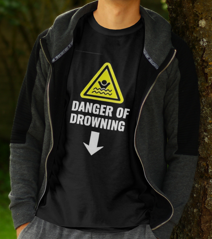 Danger Of Drowning Warning Sign Triangle With Symbol And Arrow T-Shirt