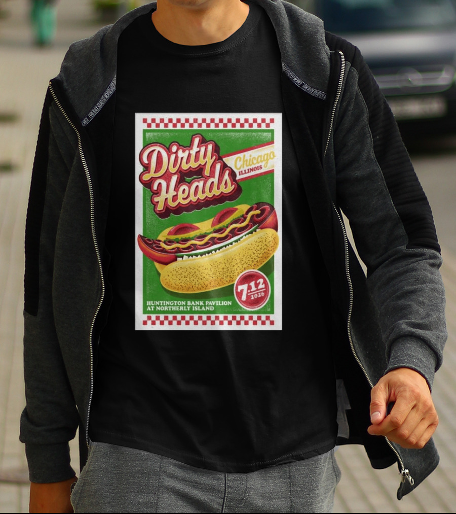 Dirty Heads Huntington Bank Pavilion Chicago Illinois Hot Dog July 12 2026 T-Shirt