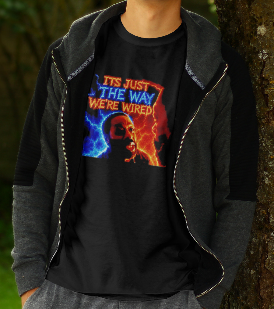 Its Just The Way We're Wired Red And Blue Lightning Face Illusion T-Shirt