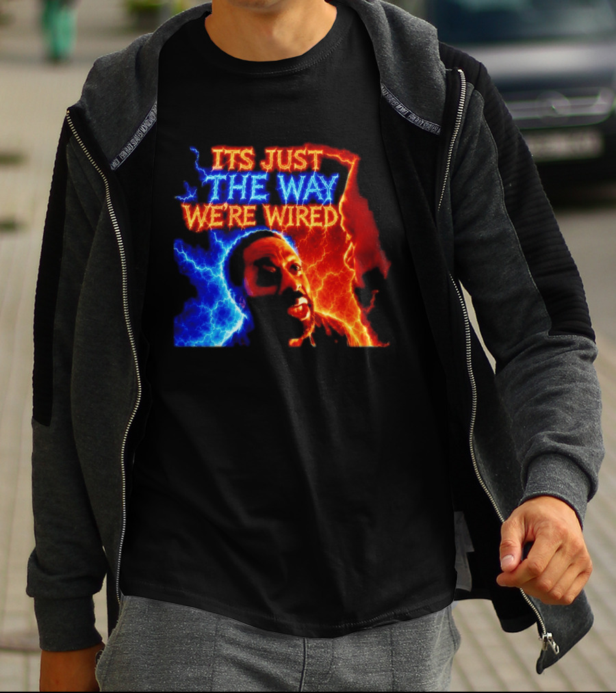 Its Just The Way We're Wired Red And Blue Lightning Face Illusion T-Shirt