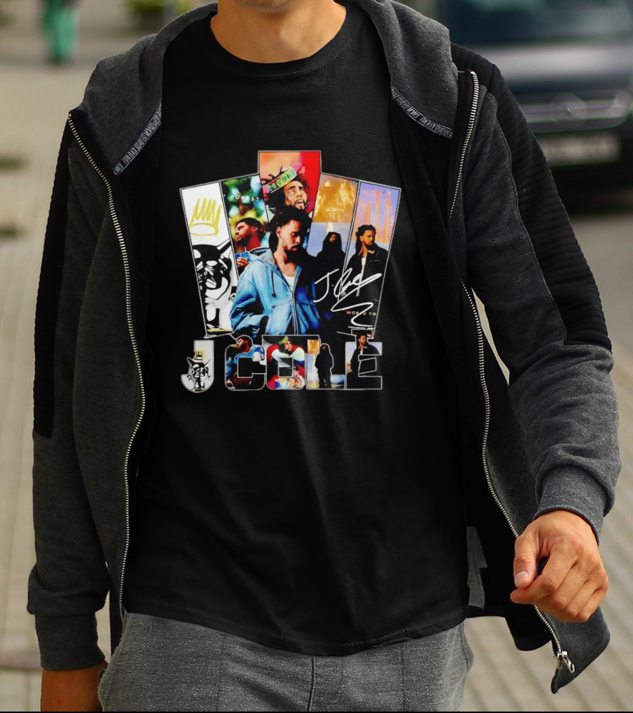 J Cole Woobst Collage Artwork With Crown And Signature T-Shirt