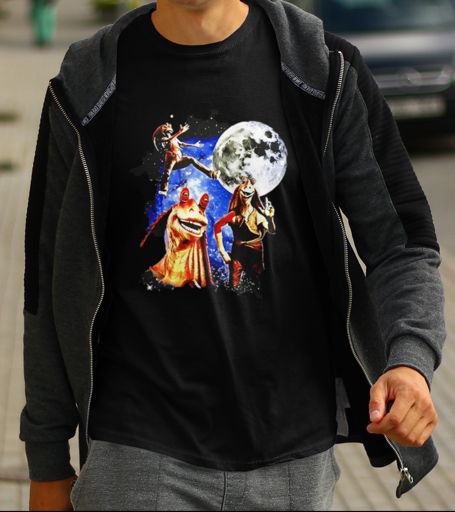 Jar Jar Binks Star Wars Gungan Moon And Space Adventure T-Shirt