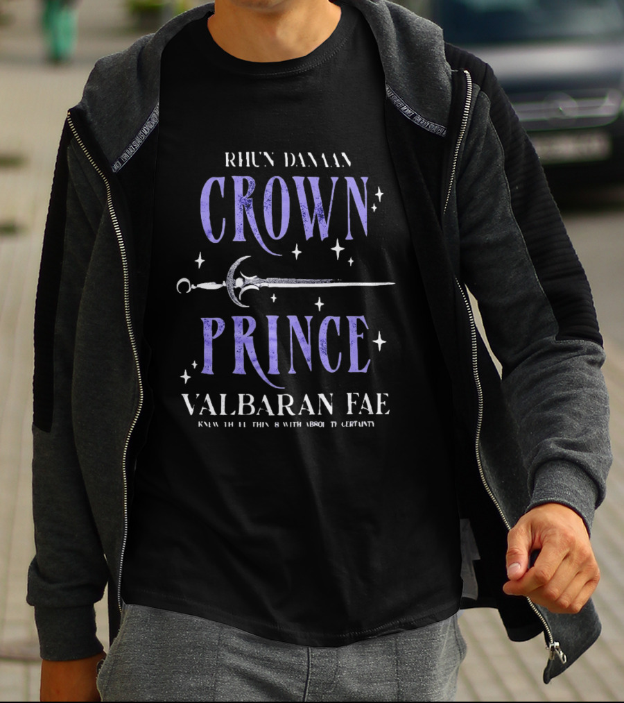 Rhun Danaan Crown Prince Valbaran Fae Sword Stars T-Shirt