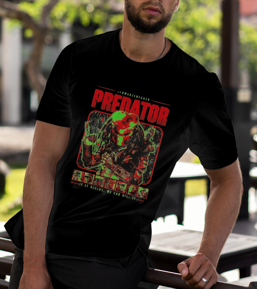 Schwarzenegger Predator If It Bleeds We Can Kill It Retro Movie T-Shirt