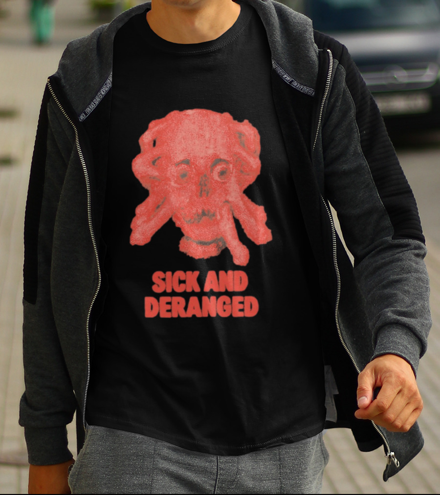Sick And Deranged Skull Gothic Edgy Horror T-Shirt