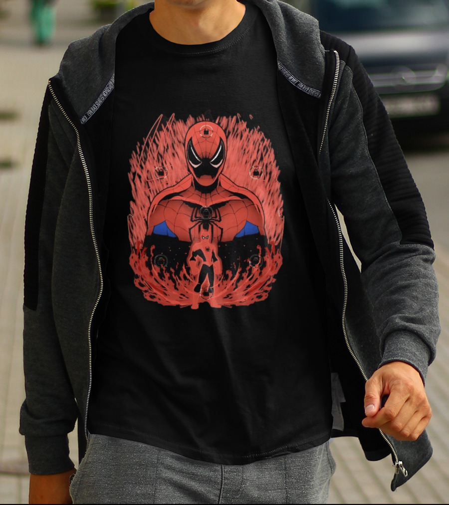 Spider Man Friendly Webslinger Shadowwork Comic T-Shirt