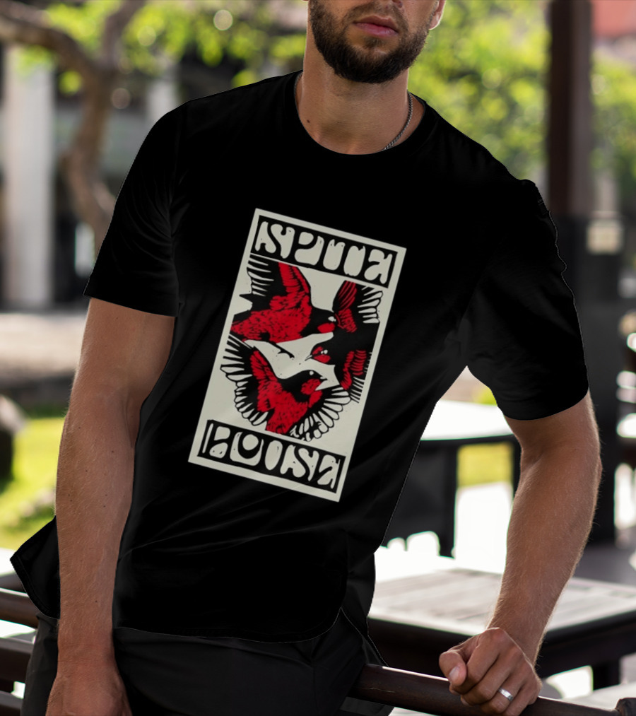 Spite House Bird Artwork With Bold Red And Black T-Shirt