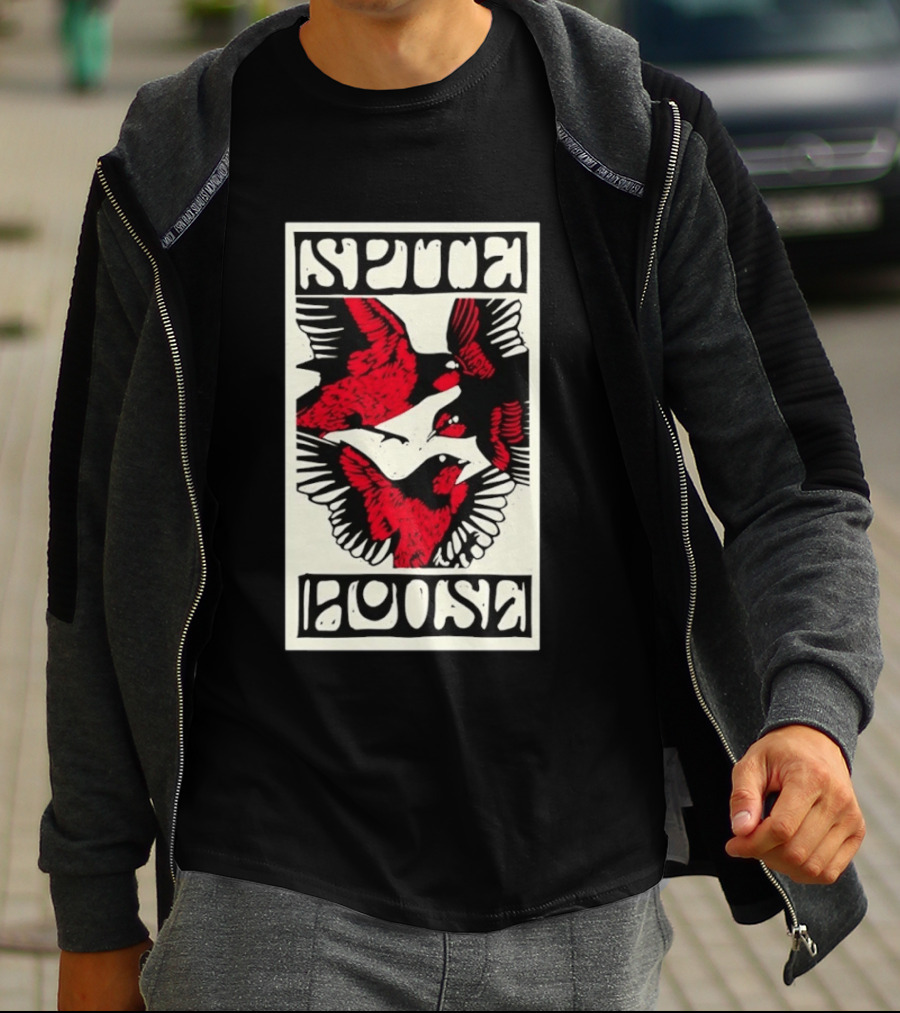 Spite House Bird Artwork With Bold Red And Black T-Shirt