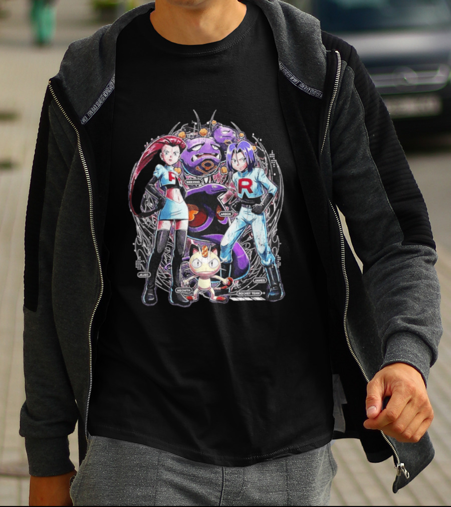 Team Rocket Jessie James Meowth Arbok Weezing Rocket Team T-Shirt
