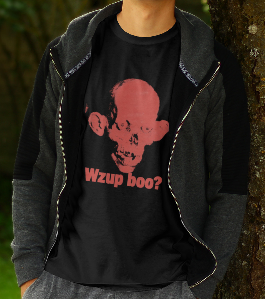 Wzup Boo Creepy Skull Horror Spooky T-Shirt