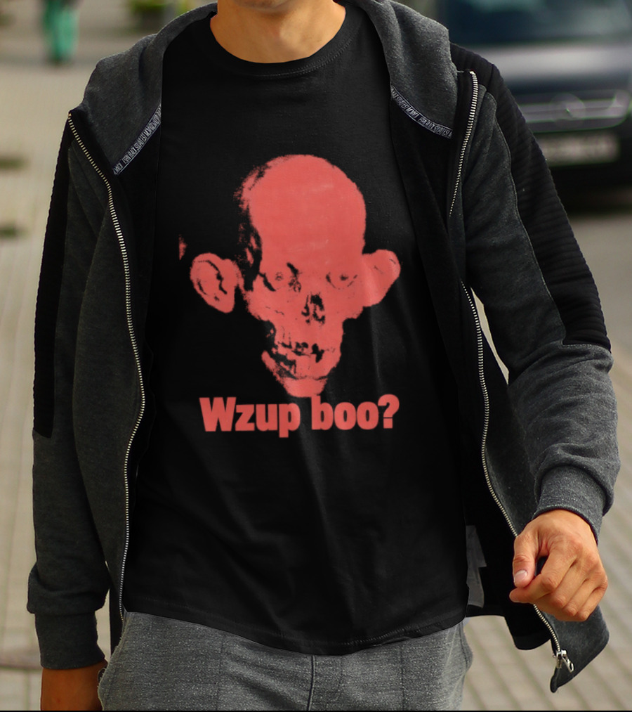 Wzup Boo Creepy Skull Horror Spooky T-Shirt