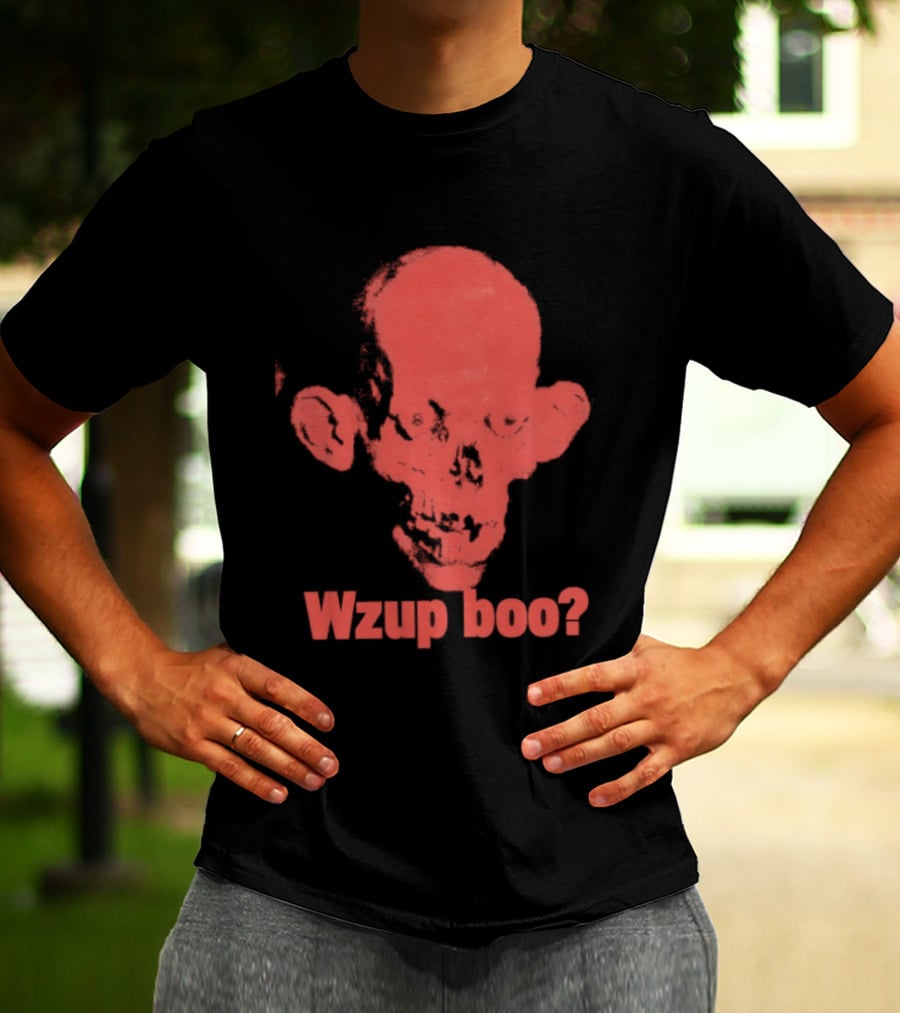 Wzup Boo Creepy Skull Horror Spooky T-Shirt