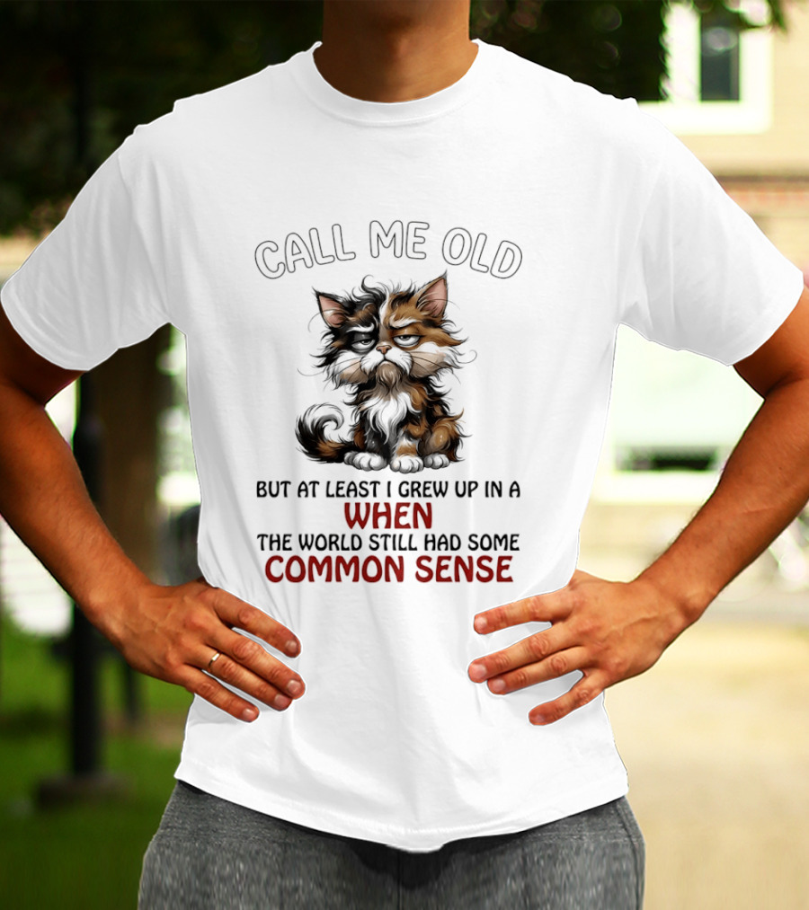 Call Me Old But At Least I Grew Up In A Time When The World Still Had Some Common Sense Cat T-Shirt
