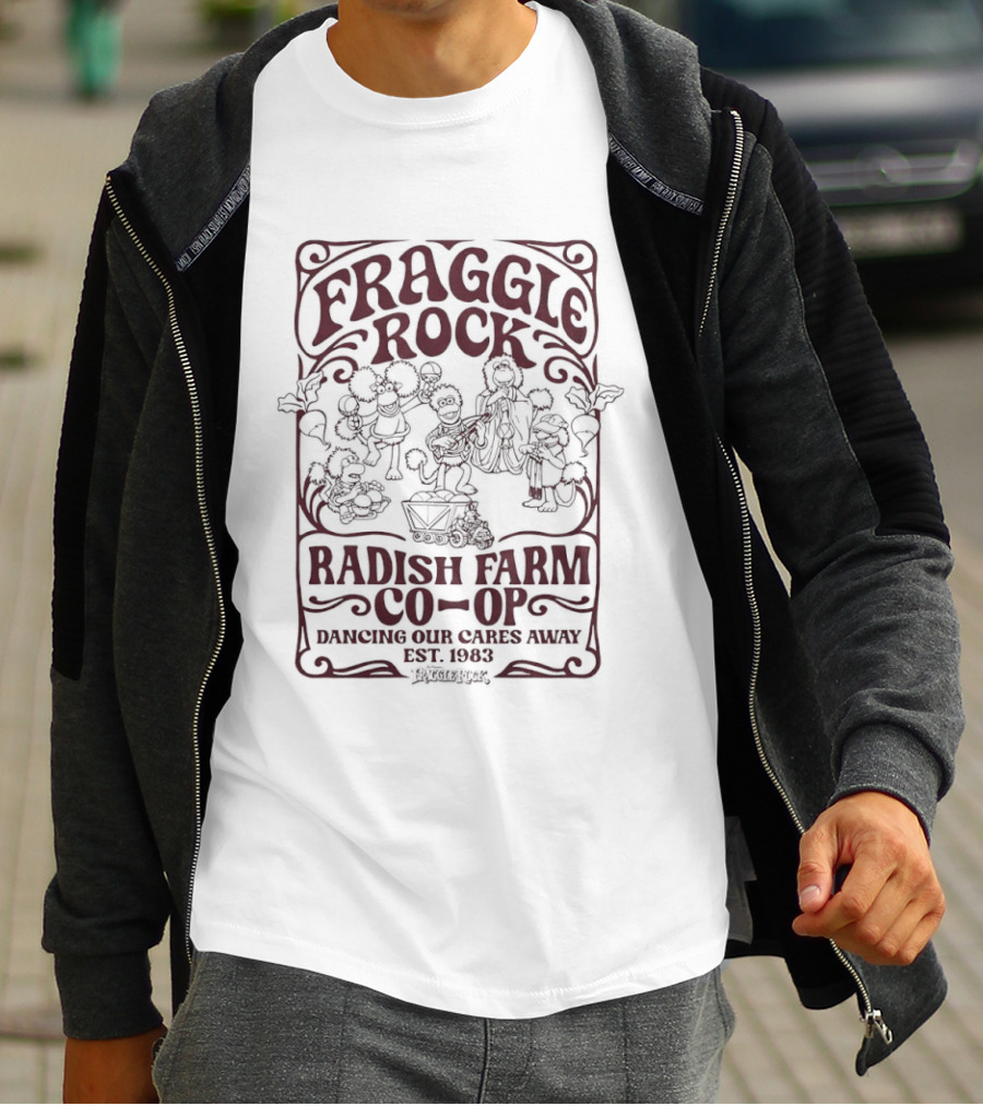 Fraggle Rock Radish Farm Co Op Dancing Our Cares Away Est 1983 T-Shirt