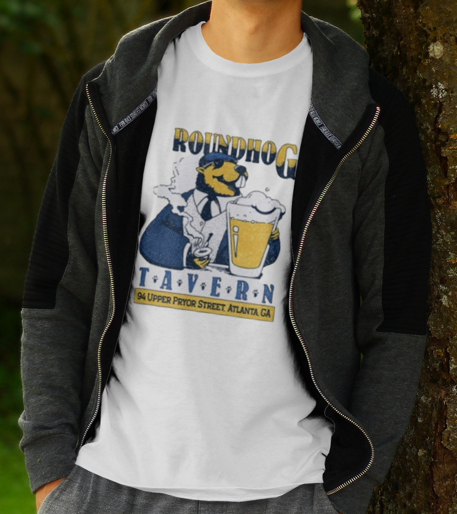 Groundhog Tavern 94 Upper Pryor Street Atlanta GA Vintage Style Beer And Smoke T-Shirt