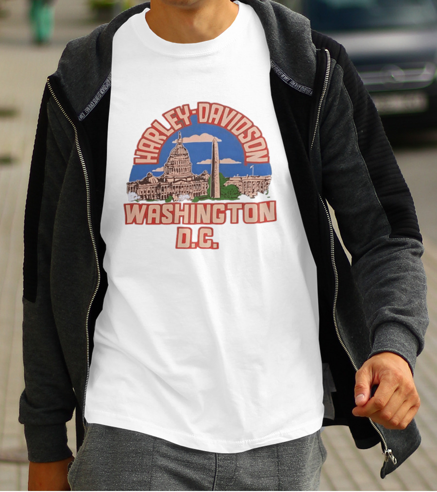 Harley Davidson Washington DC Capitol Washington Monument T-Shirt