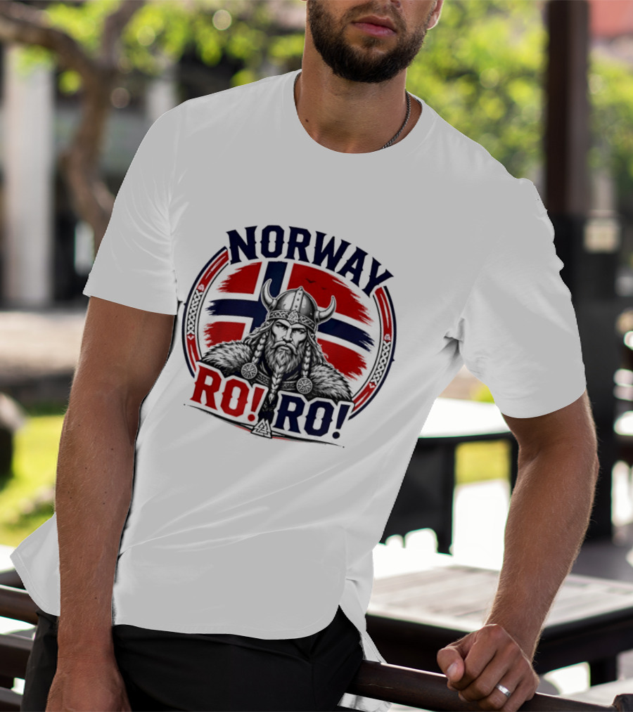 Norway Viking Warrior Braided Beard RO RO Flag T-Shirt