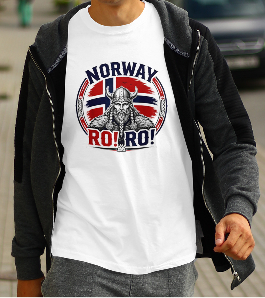 Norway Viking Warrior Braided Beard RO RO Flag T-Shirt