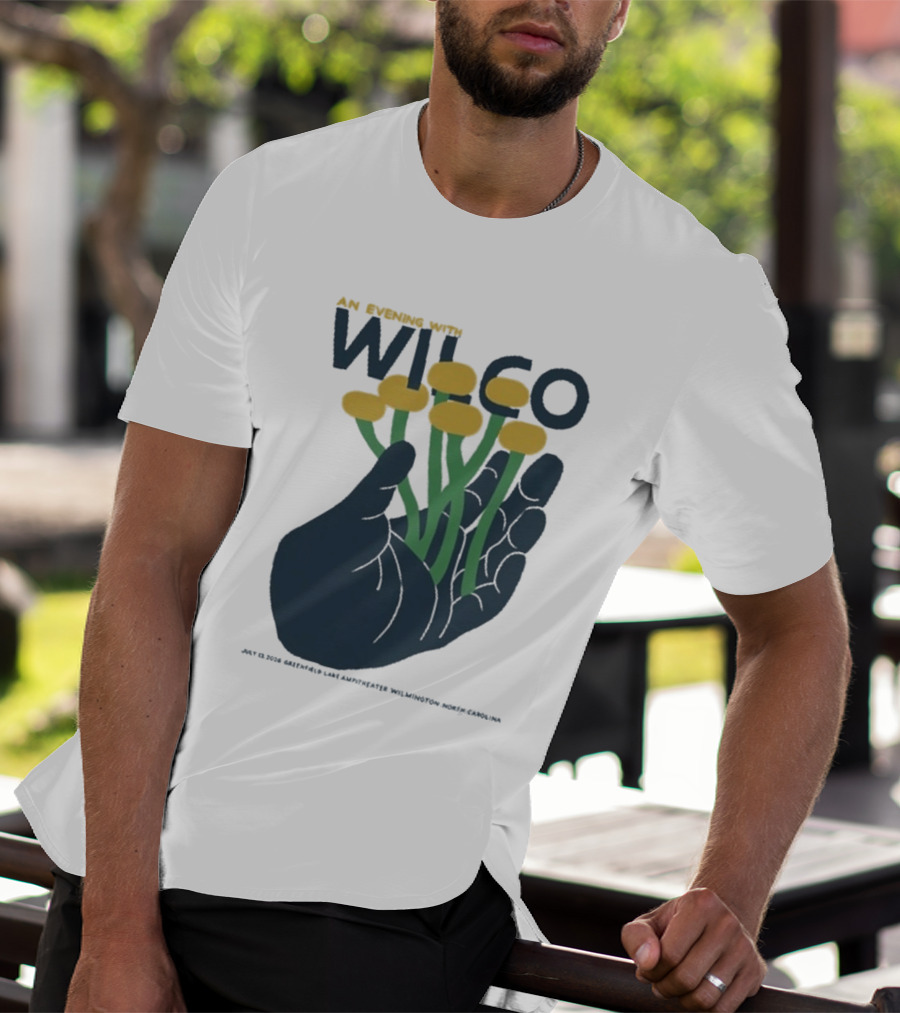 An Evening With Wilco Greenfield Lake Amphitheater 7 13 26 Wilmington NC Hand Flowers T-Shirt