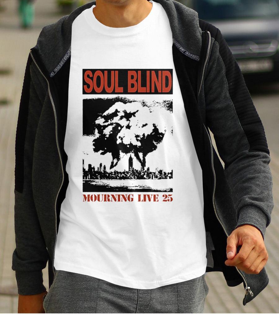 Soul Blind Mourning Live 25 Mushroom Cloud Explosion Over City Skyline T-Shirt