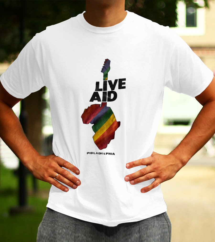 1985 Live Aid Rainbow Guitar Philadelphia Concert T-Shirt