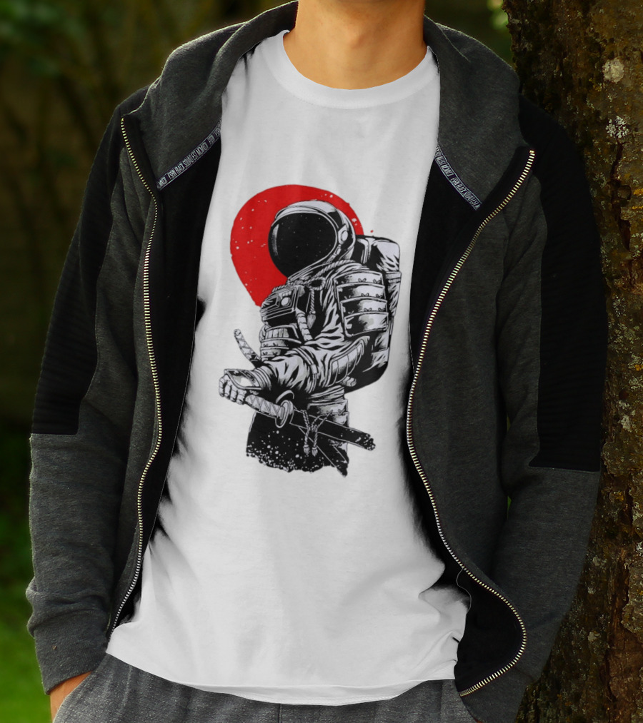 Astronaut Samurai Katana Sword Red Rising Sun T-Shirt